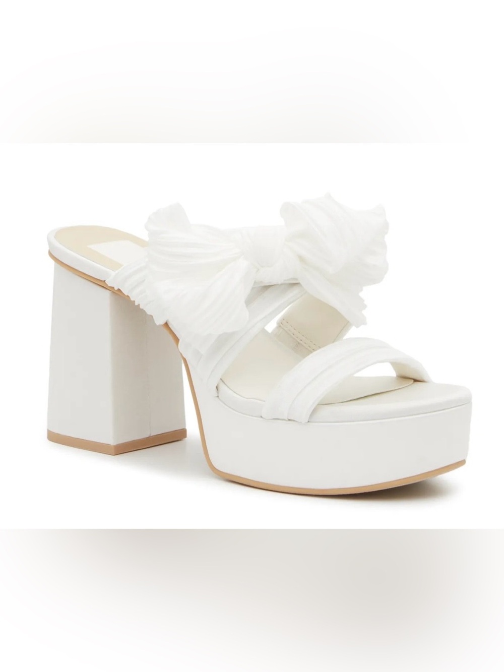 Dolce Vita Women’s White Platform Bow-Detail Block Heel Mules Size 7.5
